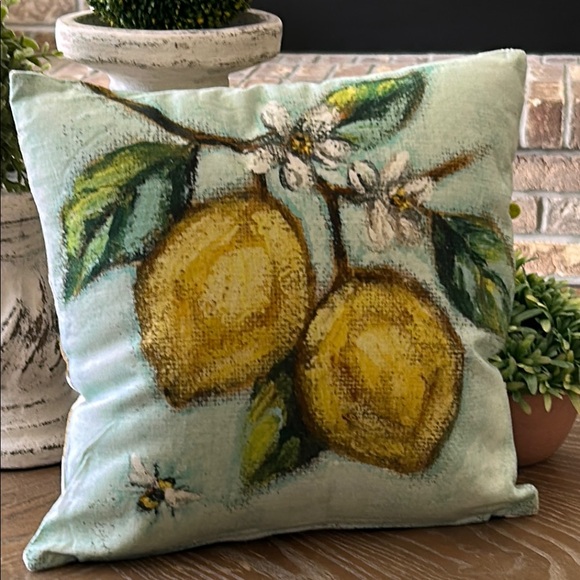 Other - NEW! Cottage Farmhouse Lemon & Honey Bee Accent Throw Pillow